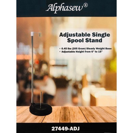 AlphaSew Superior Adjustable Height Single Cone Vertical Thread Stand, Metal Spool Pin, Rod, Weighted Base