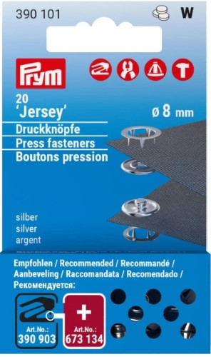 Prym Jersey snaps 8mm refill silver 20pc