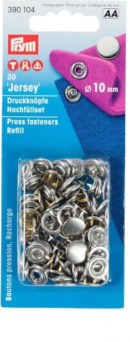 Prym Jersey snaps 10mm refill silver cap 20pc