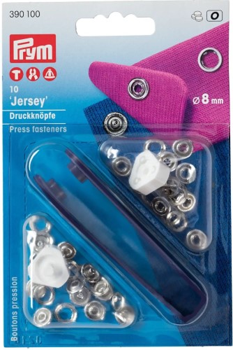 Prym Jersey Snaps 8mm silver with tools 10pc