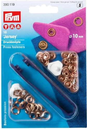 Prym Jersey Snaps 10mm copper-plated with tools 10pc
