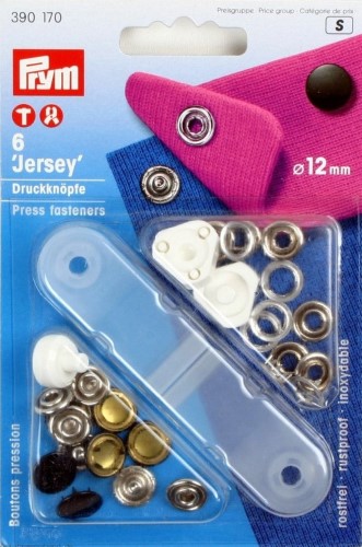 Prym Jersey Snaps 12mm black cap with tools 6pc