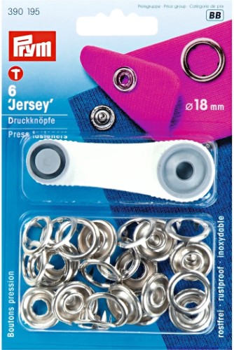 Prym Jersey Snaps 18mm silver with tools 6pc