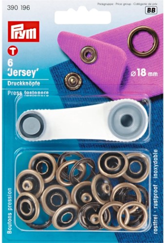 Prym Jersey Snaps 18mm antique brass with tools 6pc