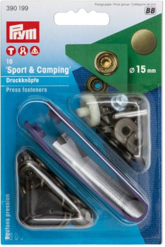 Prym Sport Snaps 15mm antique brass with tools 10pc