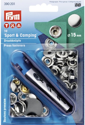 Prym Non-sew fasteners Prym Sport Snaps & CAMPING brass 15mm silver colored