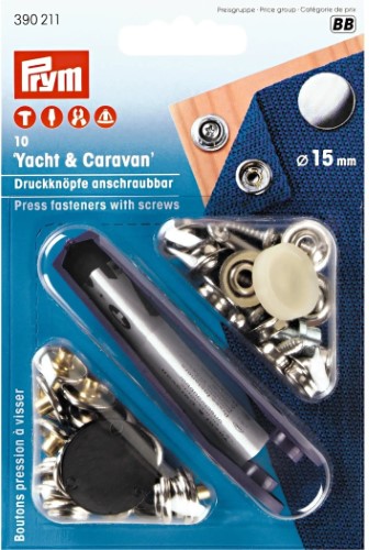 Prym YACHT & CARAVAN screw-on snaps 15mm silver 10pc