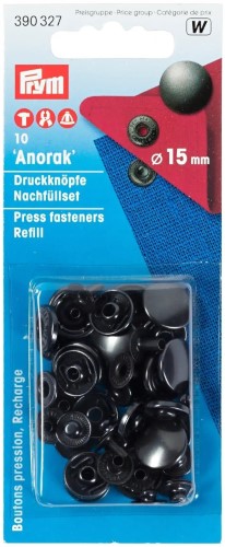 Prym Anorak Snaps 15mm refill black oxidized 10pc