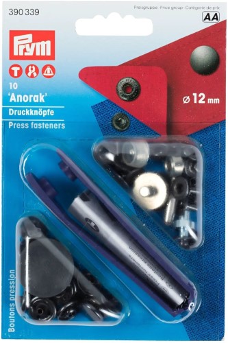 Prym Anorak Snaps 12mm black oxidized with tools 10pc