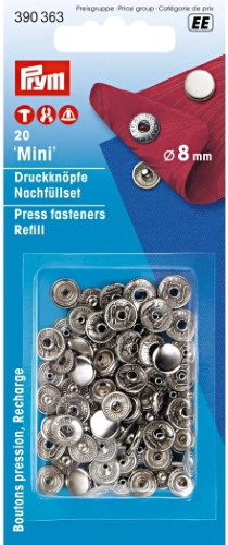 Prym MINI snaps 8mm refill silver 20pc