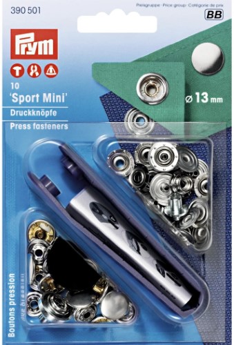 Prym Sport Snaps Mini 13mm black oxidized with tools 10pc