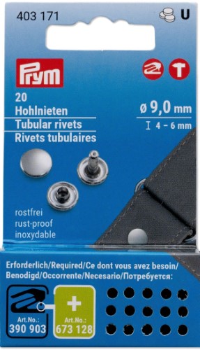 Prym Tubular Rivets Refill, 9mm, 20 pcs