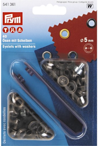 Prym Eyelets with washers 5mm antique brass with tools 40pc