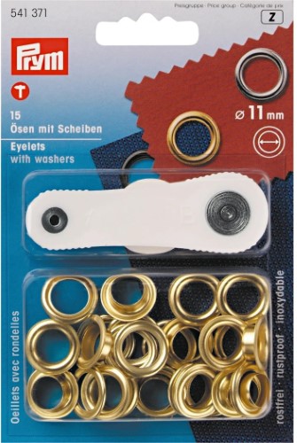 Prym Eyelets with washers 11mm gold with tools 15pc