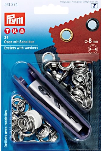 Prym Eyelets with washers 8mm silver with tools 24pc