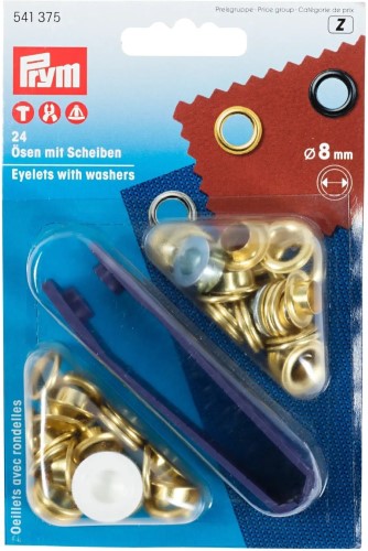 Prym Eyelets with washers 8mm gold with tools 24pc