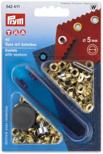 Prym Eyelets with washers 5mm gold with tools 40pc
