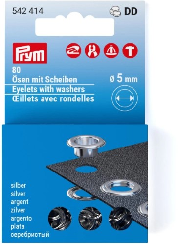 Prym Eyelets with washers 5mm refill silver 80pc