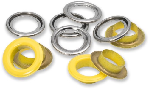 Prym Eyelets with washers 14mm refill yellow 15pc