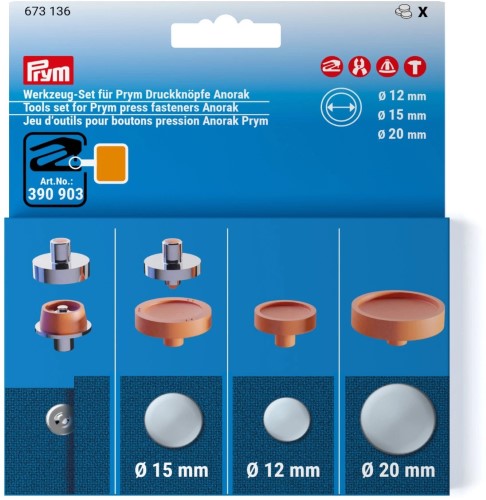 Prym Vario Tools set ANORAK snaps 12-15-20mm