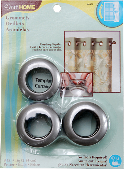 Grommets 1 Inch (2.54cm) Pewter Med 8 Ct