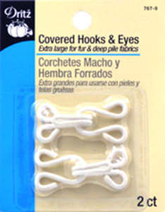 Covered Hooks & Eyes for Fur, XL, 2/pkg